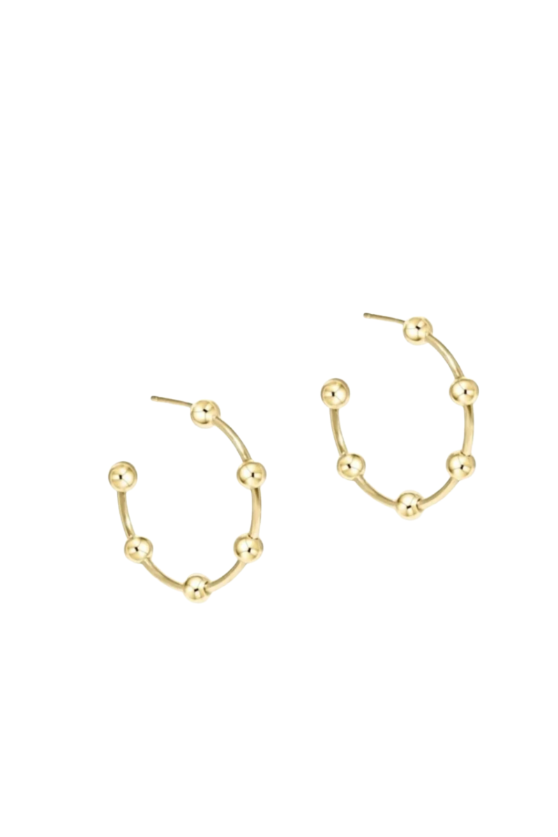 Beaded Simplicity 1" Post Hoop 4mm Gold