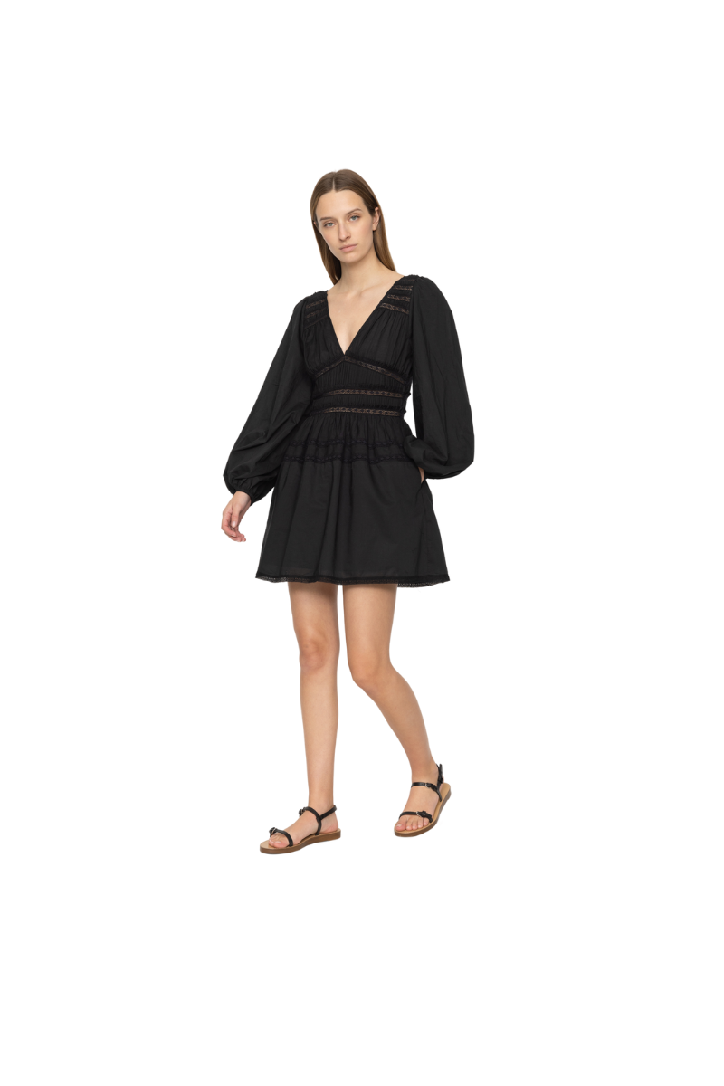 long sleeve black tunic dress Nomi Solid Tunic Dress