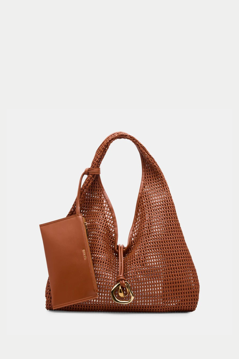 Missie Woven Shoulder Bag Cognac
