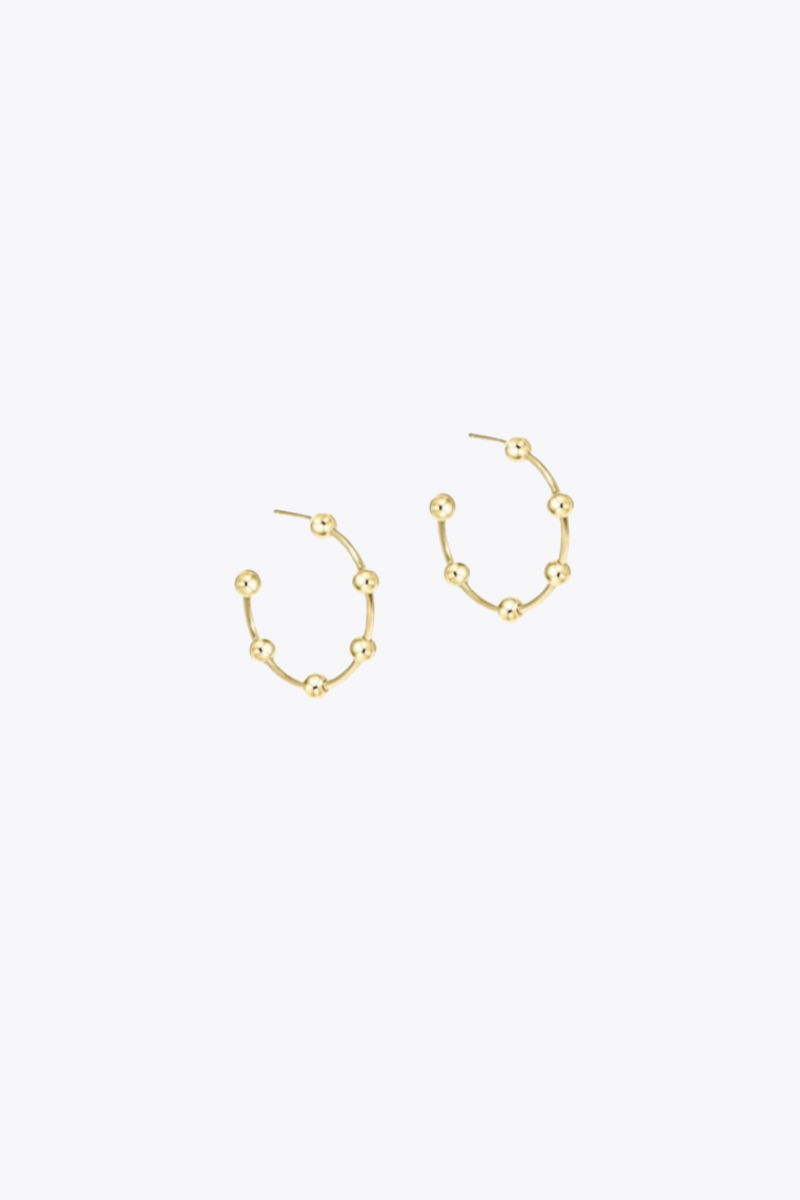 Beaded Simplicity 1" Post Hoop 4mm Gold