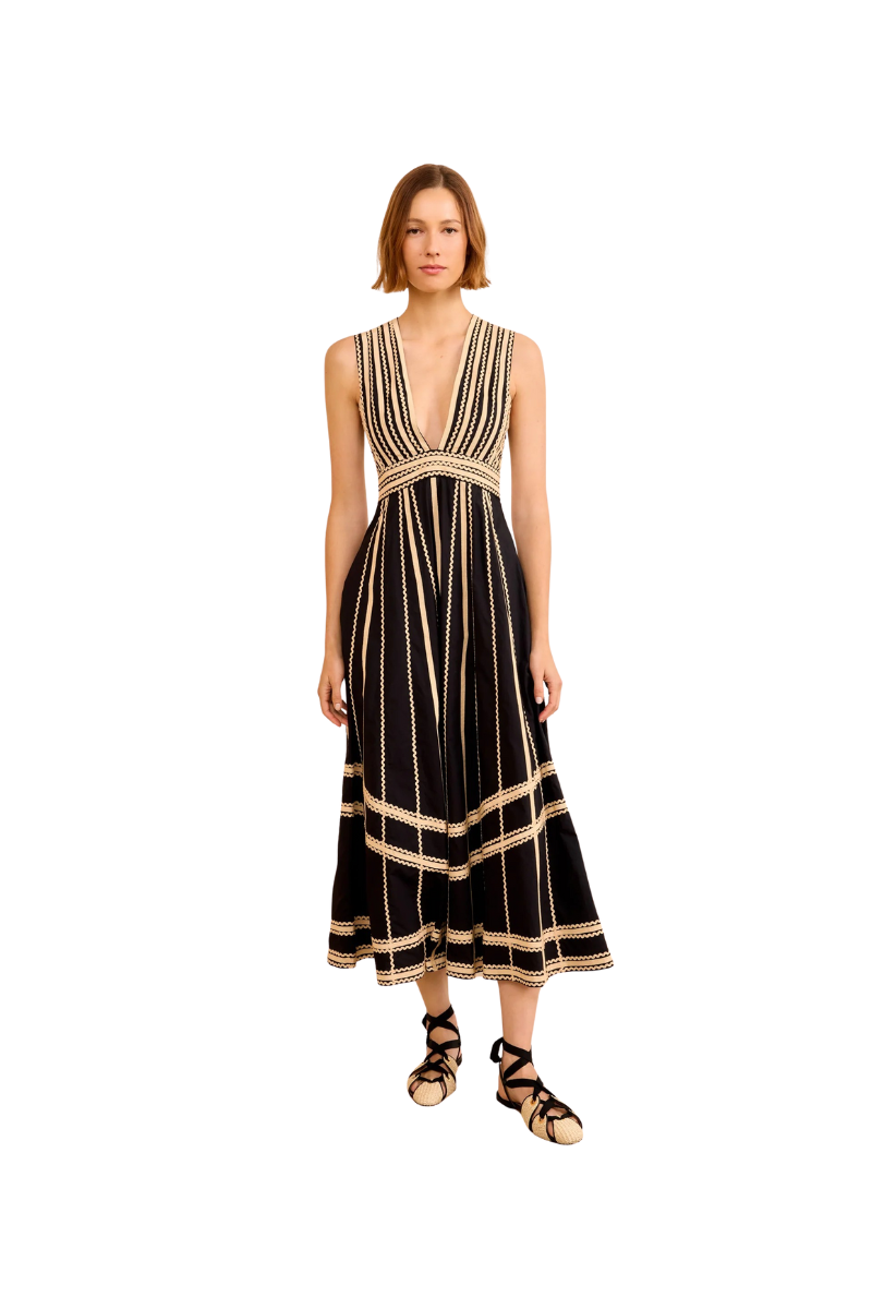 Palermo Deep V Midi Dress