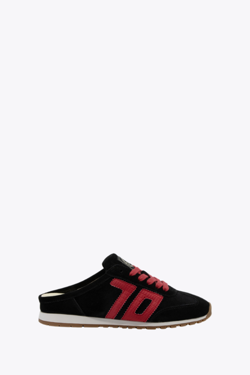Back 70 Streetwear Venice in Velvet Black Red Backless Sneakers