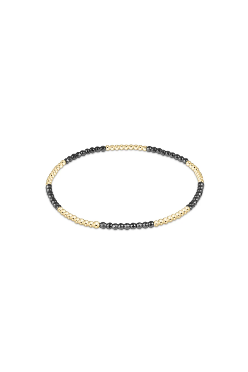 Blissful Pattern 2mm Bead Bracelet - Silver Faceted Hematite