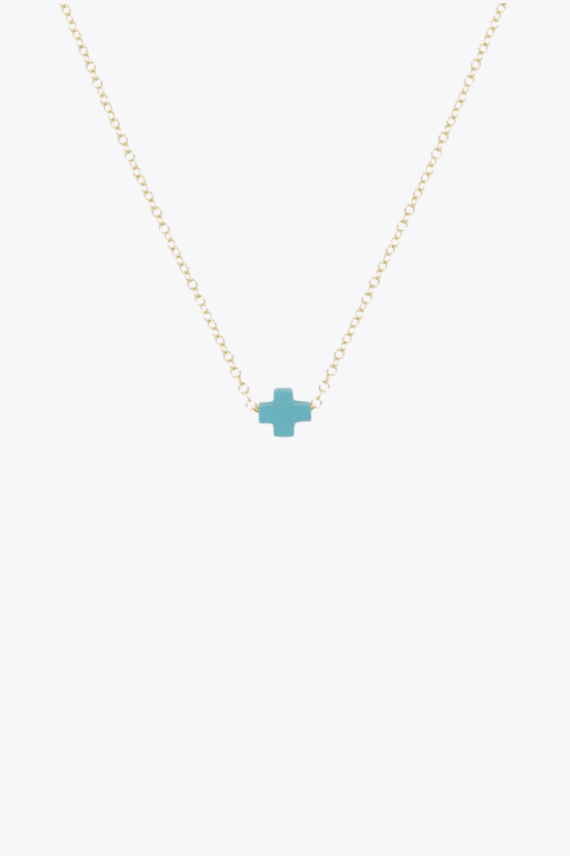 egirl 14" Necklace Gold - Signature Cross Small Turquoise