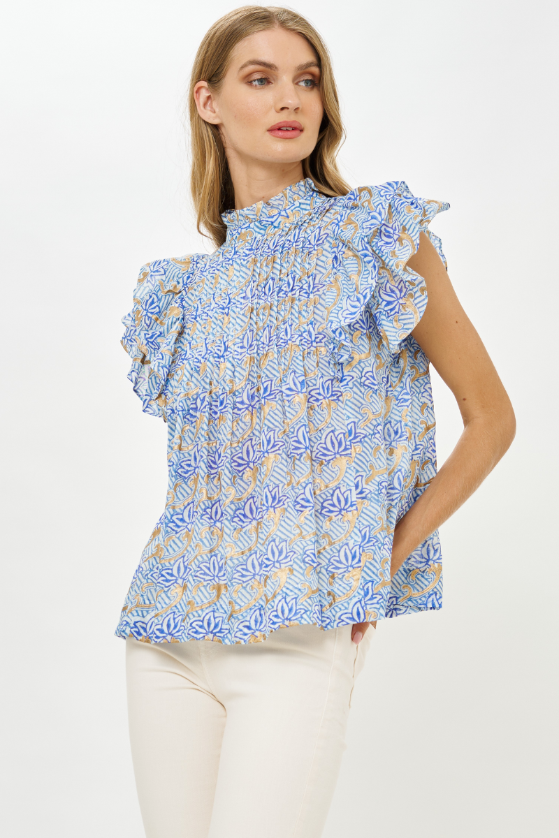 Pintuck Ruffle Top