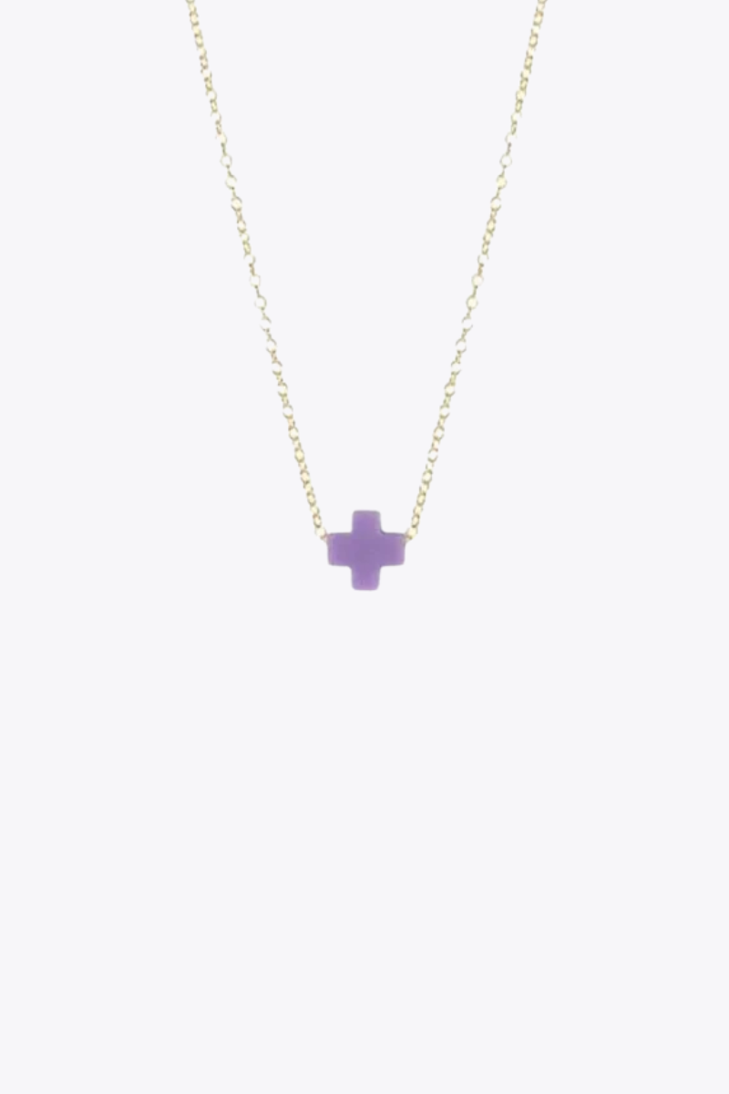 egirl 14" Necklace Gold - Signature Cross Small Purple