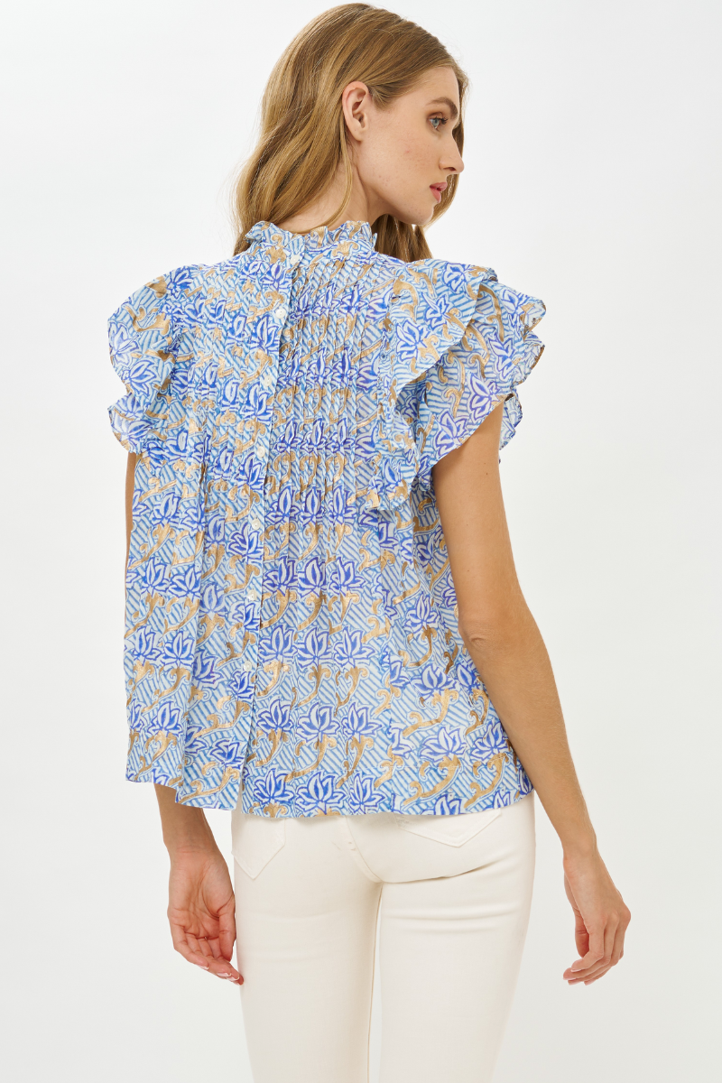 Pintuck Ruffle Top