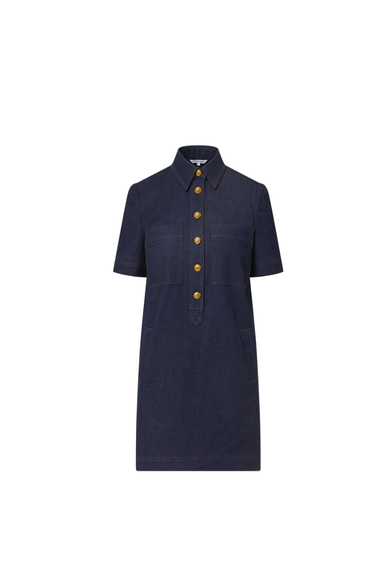 veronica beard koulis denim dress Koulis denim mini shirt dress - dark denim