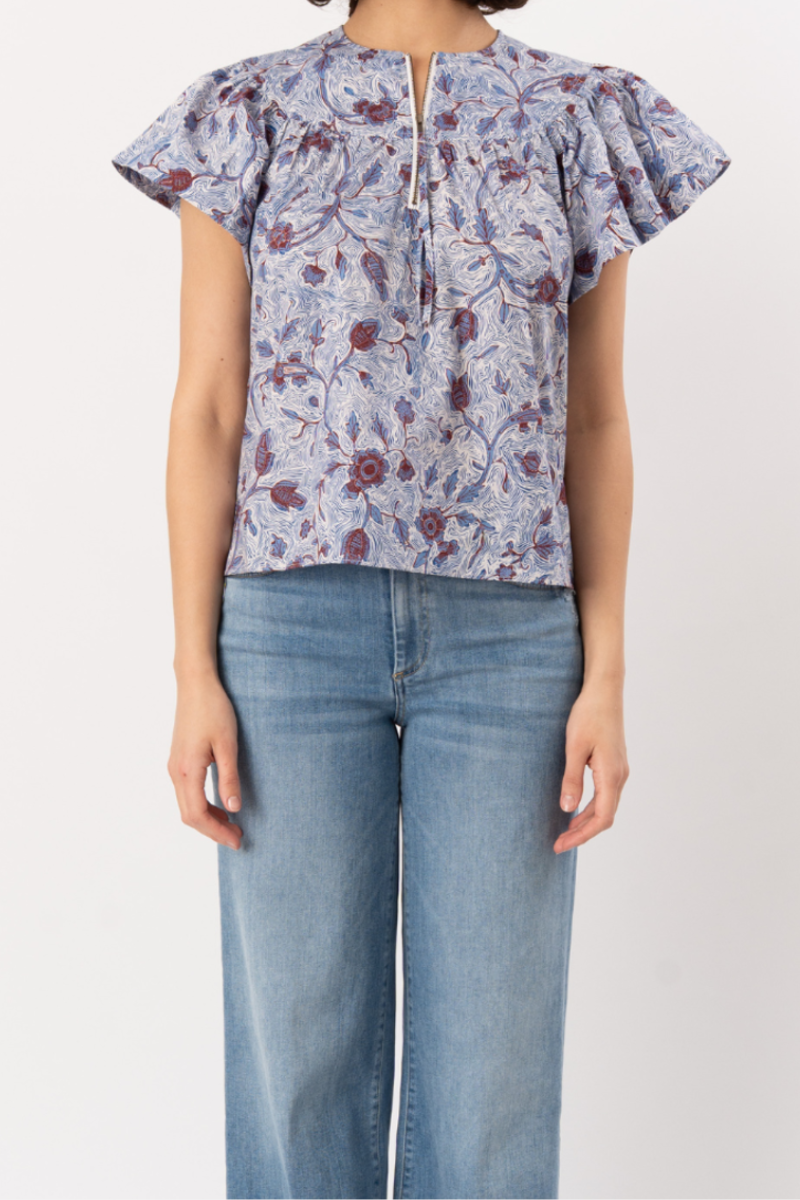 Perline Short Sleeve Cotton Blouse