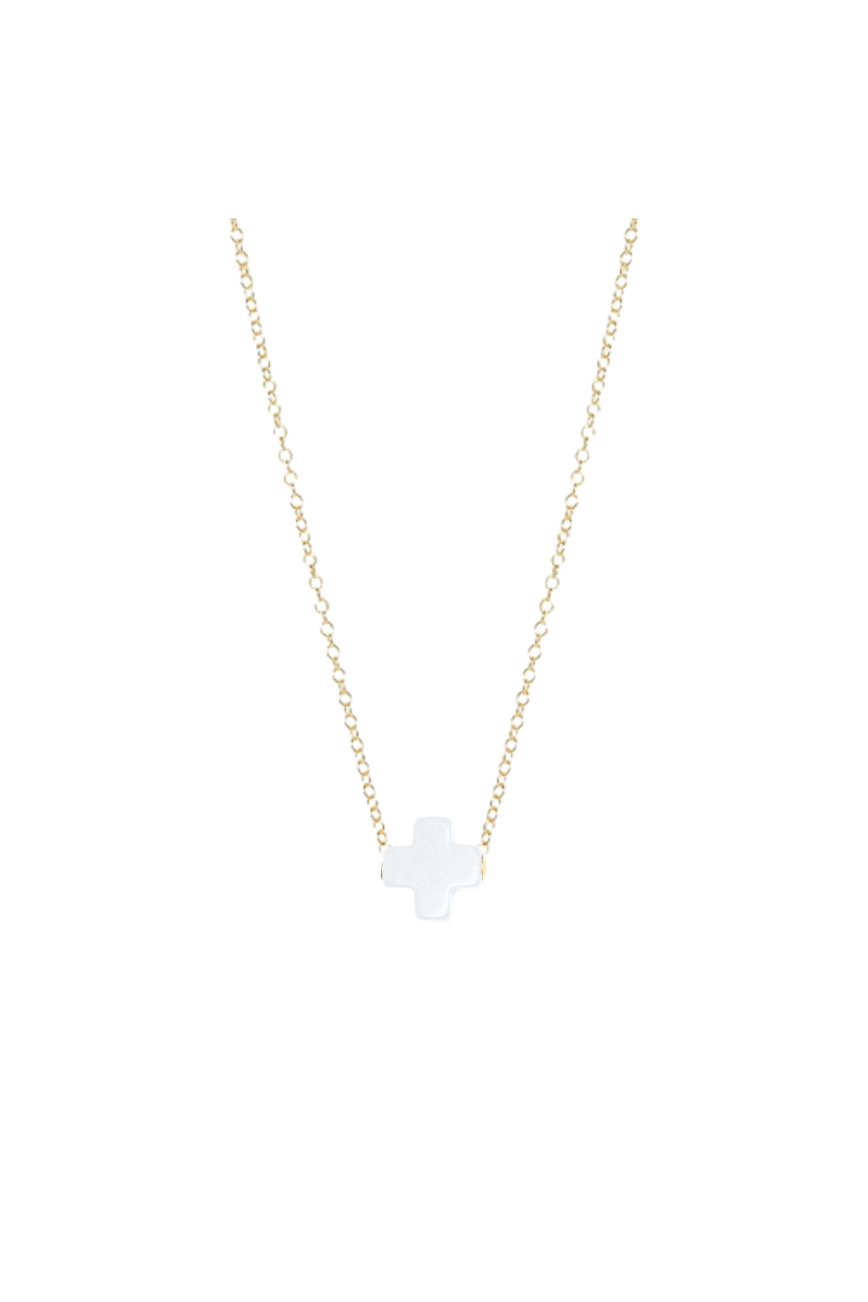 egirl 14" Necklace Gold - Signature Cross Off-White