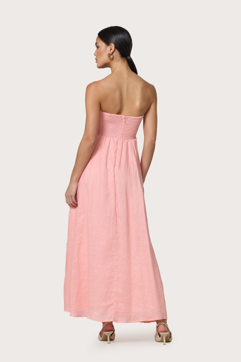 Talia Linen Pintuck Maxi Dress