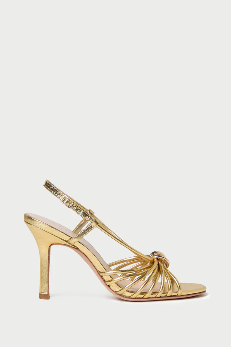 Mareka Gold Leather Heeled Sandal