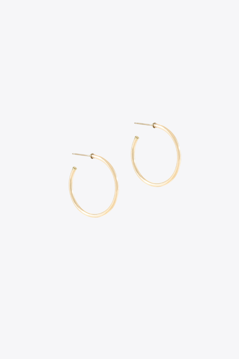 Round Gold 1.25" Post Hoop - 2mm - Smooth