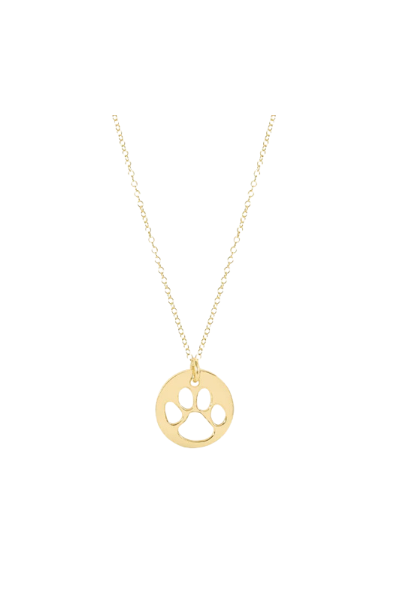 16" Necklace Gold - Paw Print Gold Disc