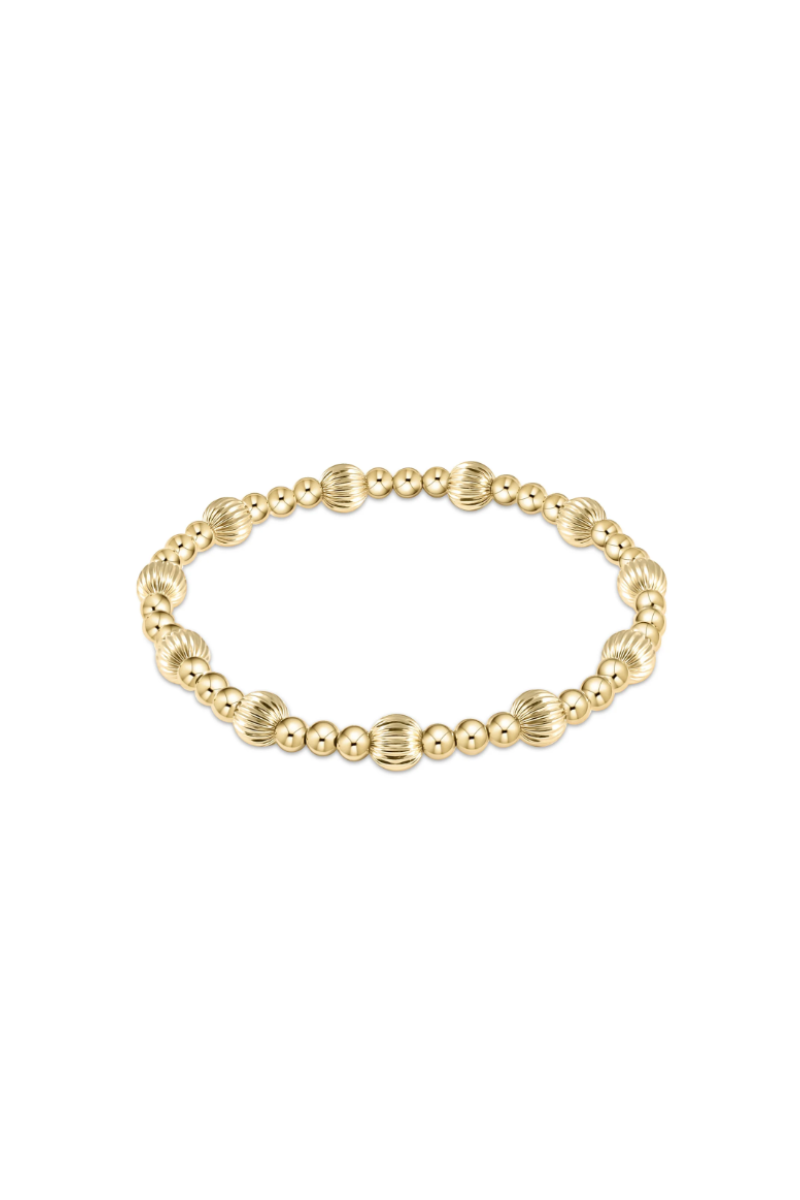Dignity Sincerity Pattern 6mm Bead Bracelet - Gold