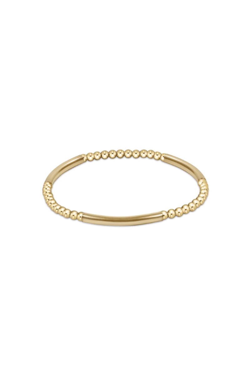 Bliss Bar Gold Pattern 3mm Bead Bracelet - Gold