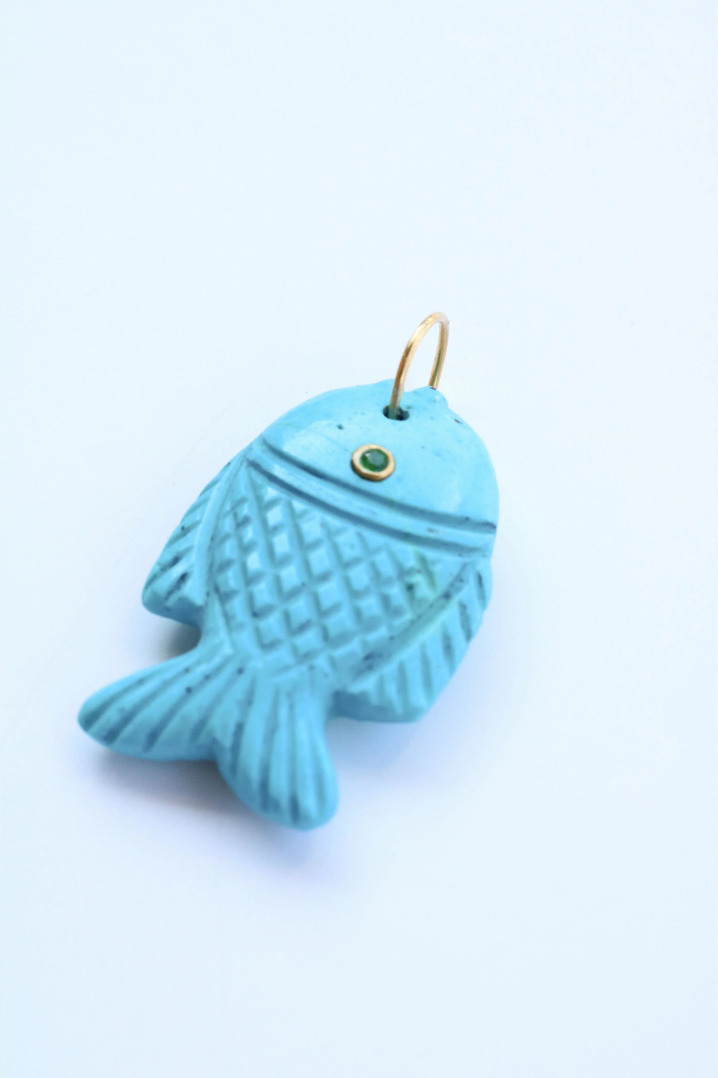 Carved Gemstone Fish Charm Turquoise
