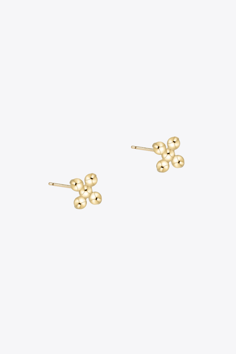 Signature Cross Beaded Small Gold Stud