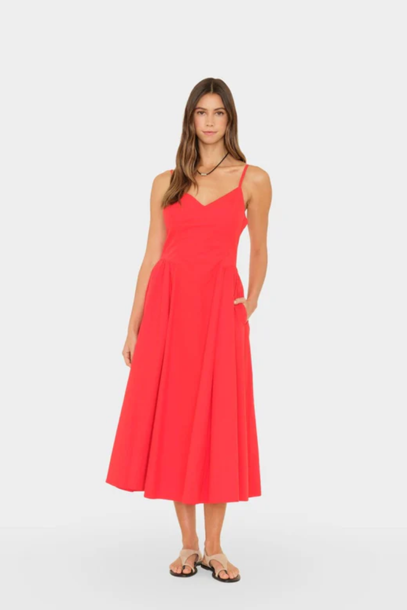 Red Flash Bardot Dress