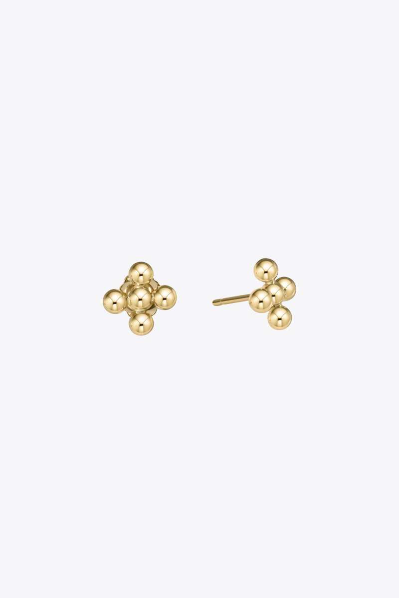 Signature Cross Beaded 3mm Gold Stud