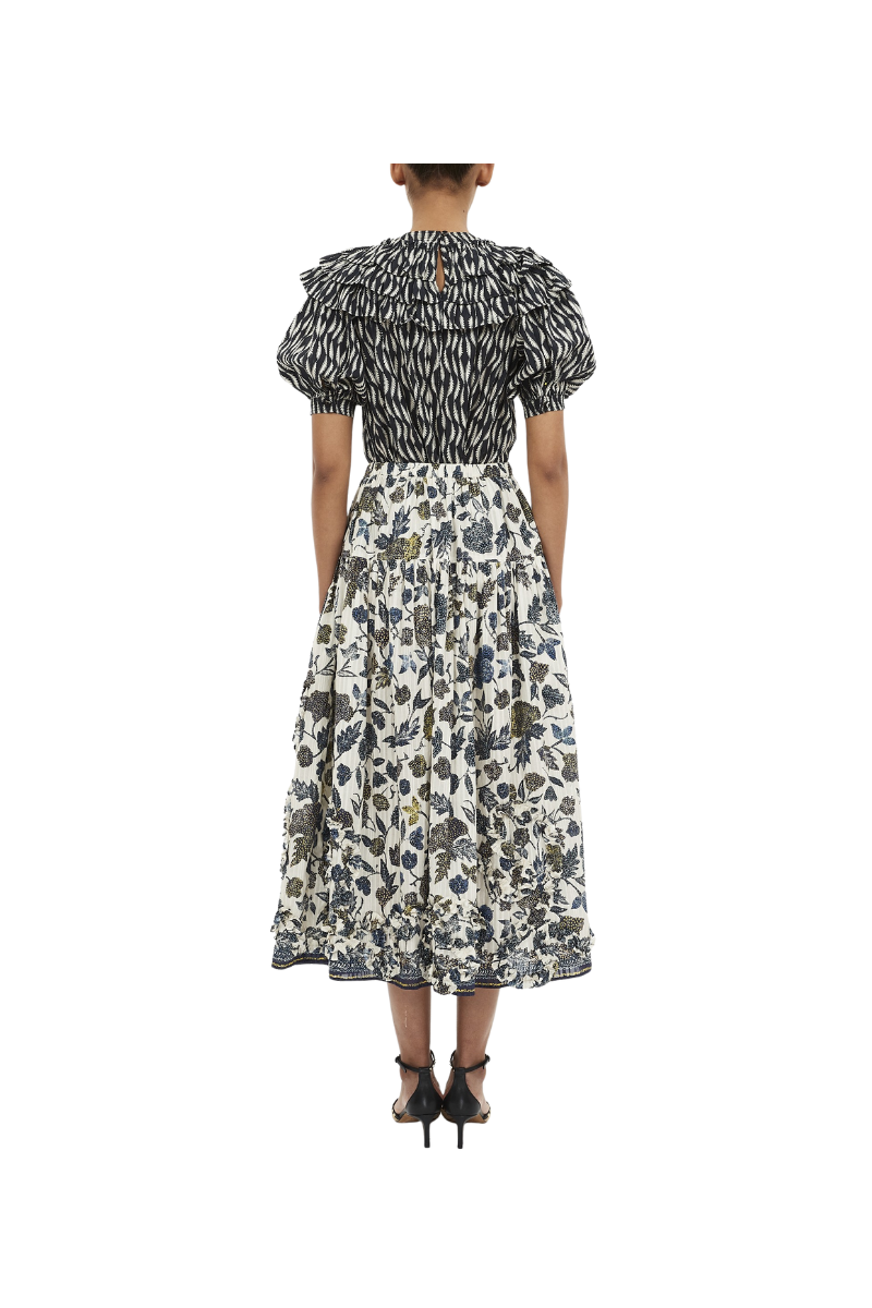 Alexandra Ruffled Cotton Midi Skirt
