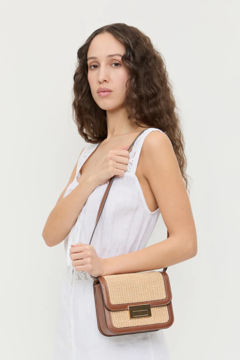 Desi Natural/Cacao Straw Crossbody