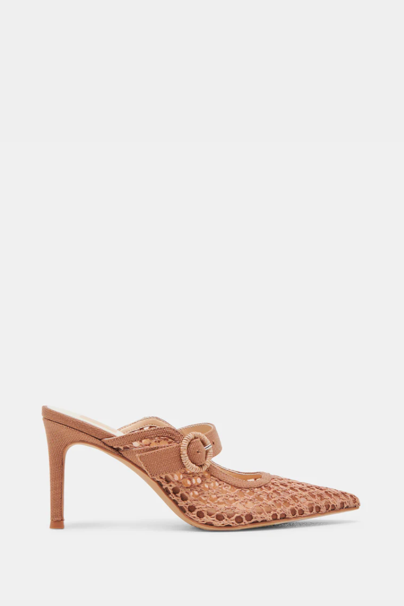 Keekee Heels Saddle Woven Raffia