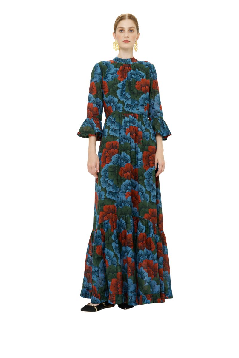 brown maxi dress with neck scarf Elegant Slit Ribbon Maxi Dress