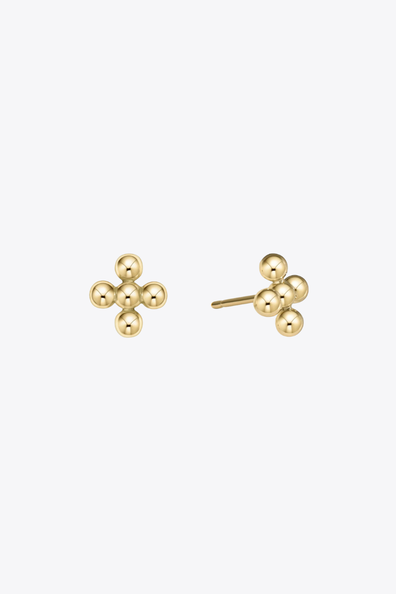 Signature Cross Beaded 4mm Gold Stud