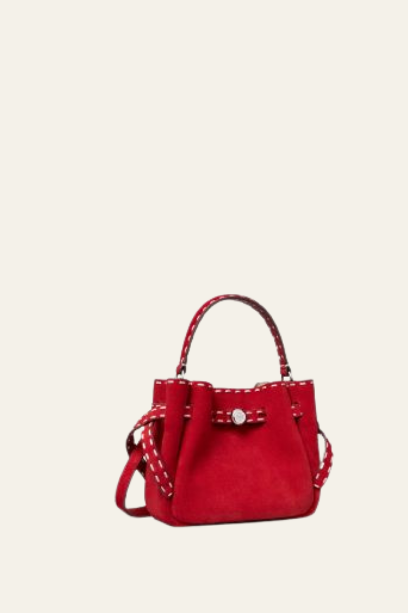 Romy Suede Pick Stitch Mini Bucket Bag