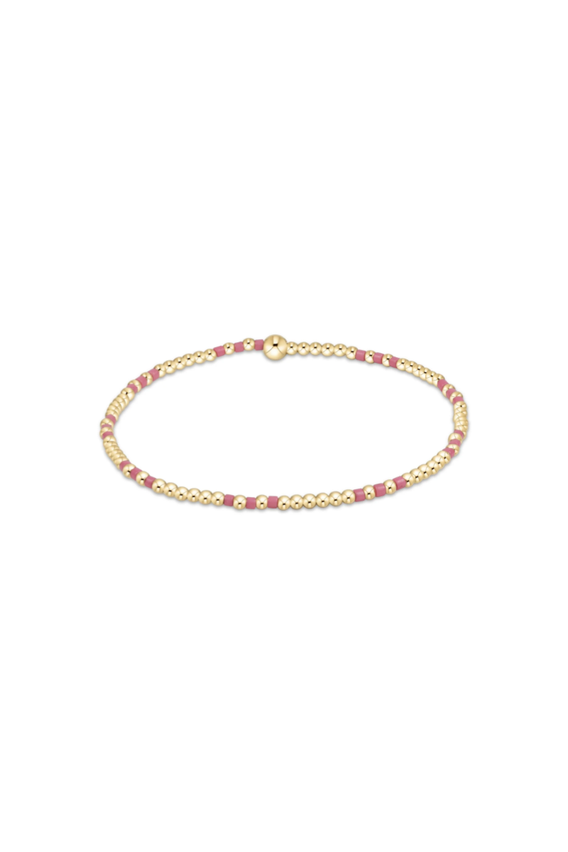 Hope Joy Pattern 2mm Bead Bracelet - Bright Pink