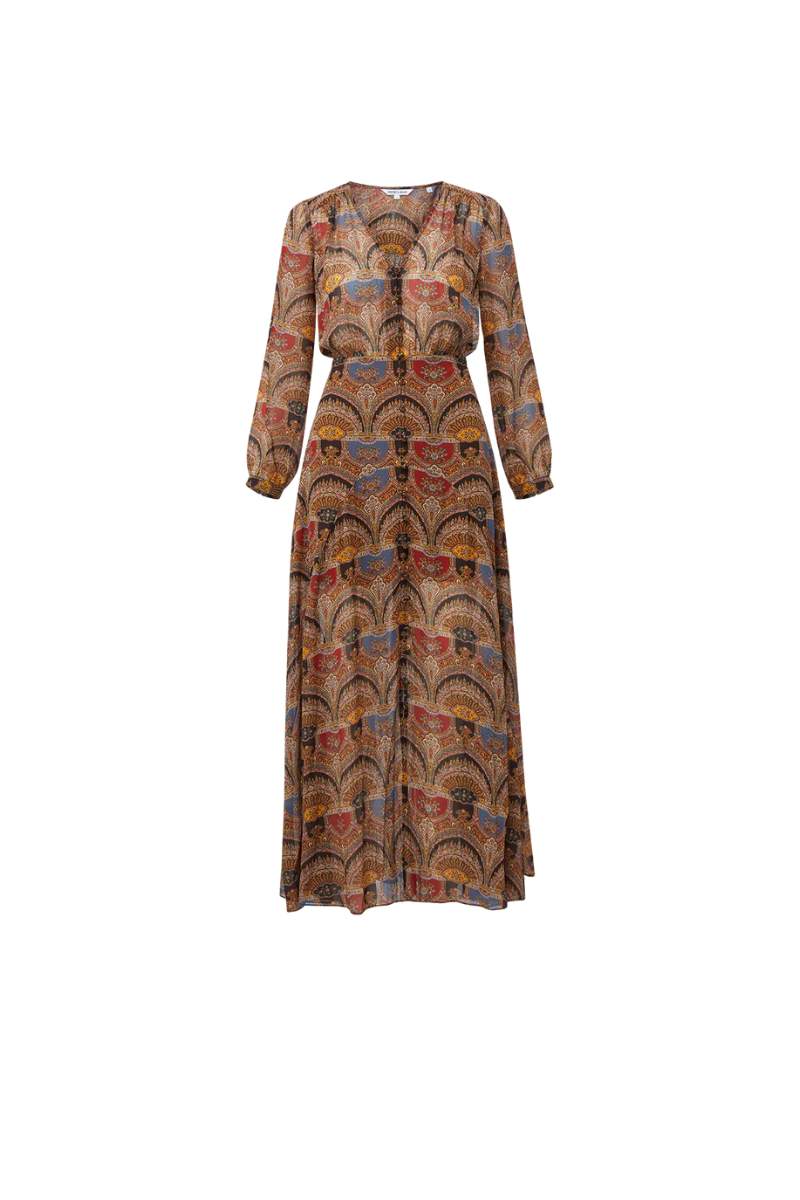 makenzie maxi dress Makenzie Flowy Maxi Dress with Floral Pattern and Flutter Sleeves