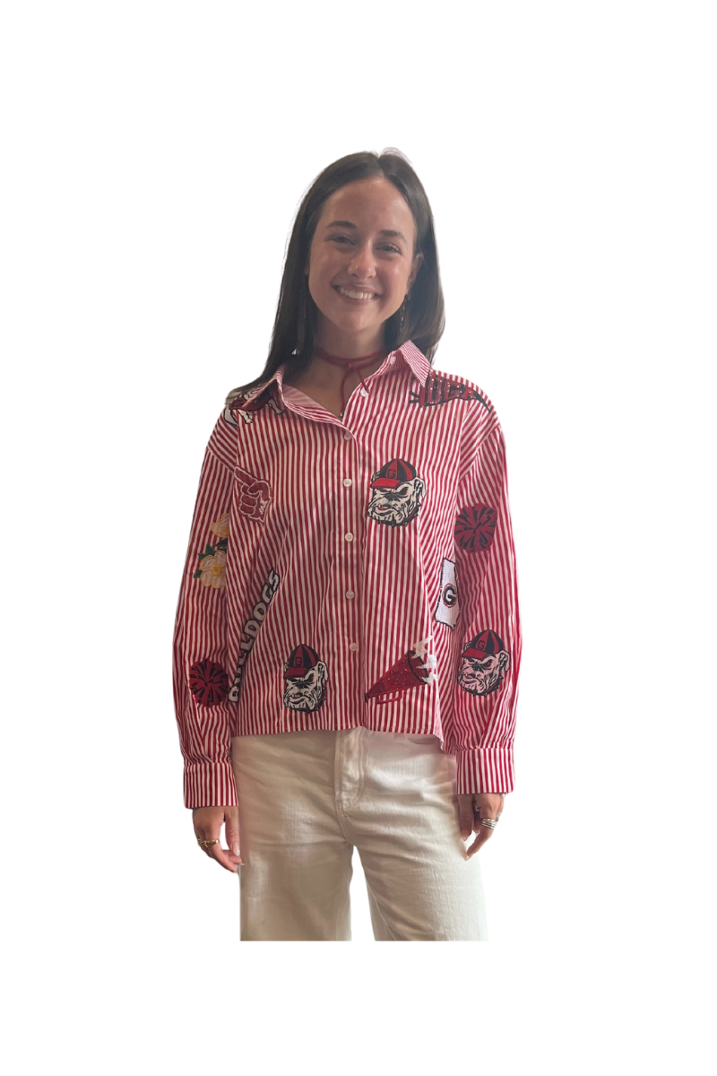UGA Mini Icon Striped Button Down