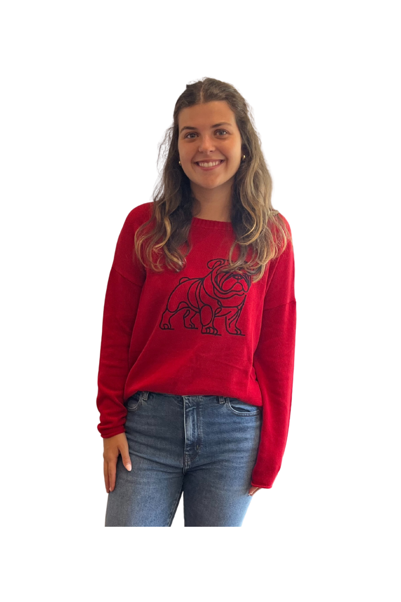 Boxy Cotton Bulldog Knit Sweater