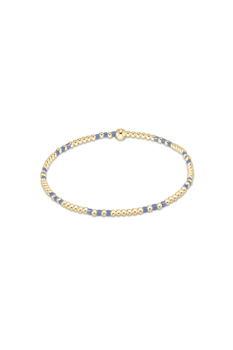 Hope Joy Pattern 2mm Bead Bracelet - Bright Blue