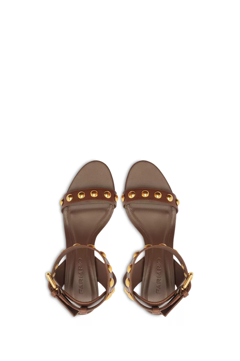 Leather Studded Block Heel Sandals