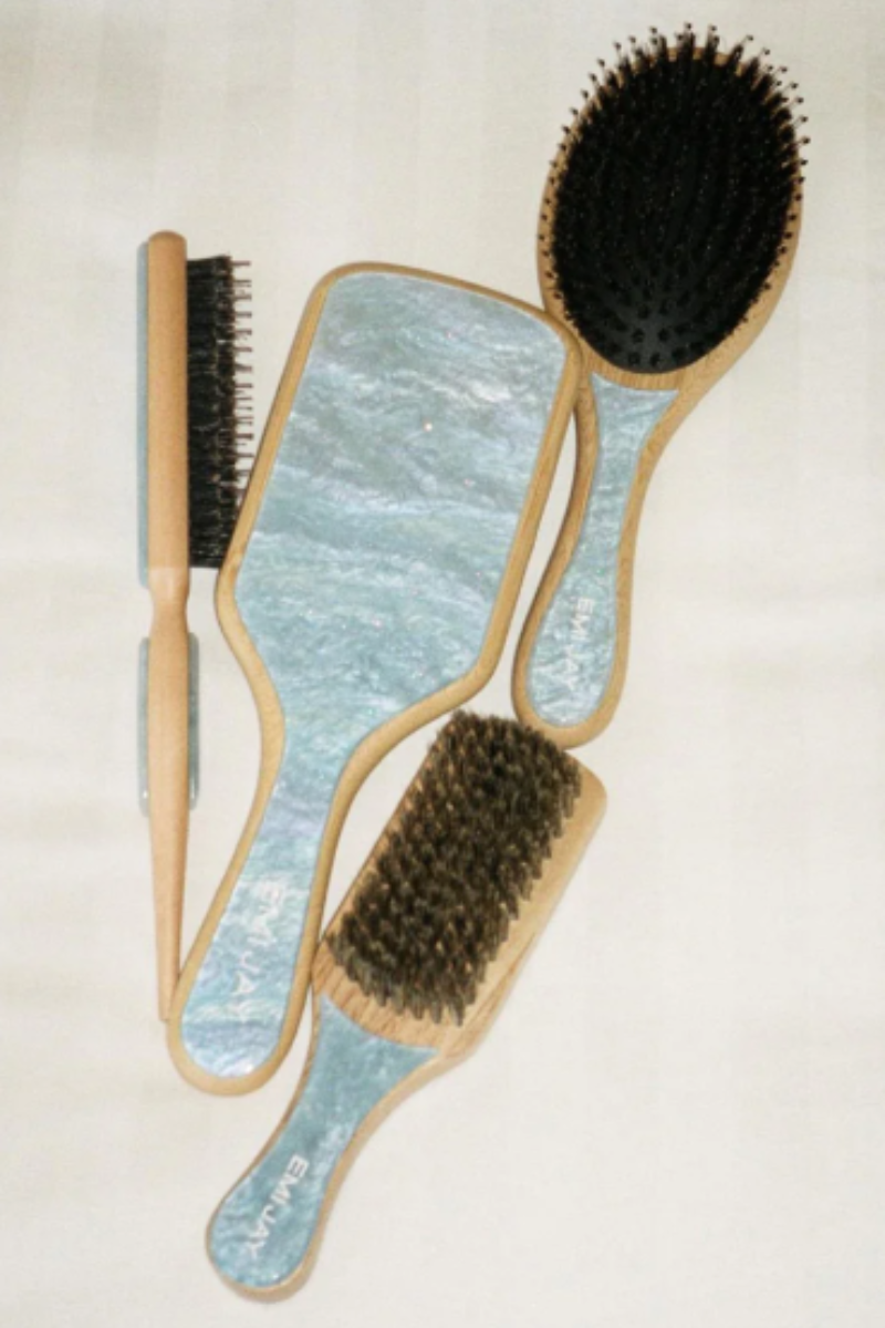 Bamboo Paddle Brush in Blue Sugar