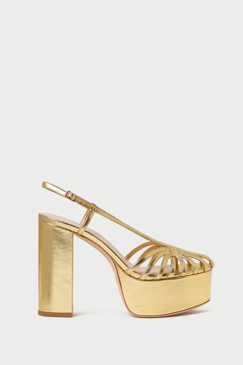 Isabella Gold Lattice Platform Sandal