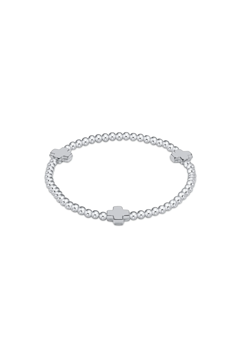 Signature Cross Sterling Silver Pattern 3mm bead bracelet