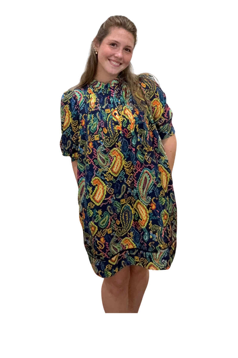 Mini Pleated Trim Dress