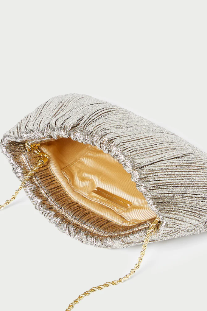 Brit Champagne Flat Pleated Clutch