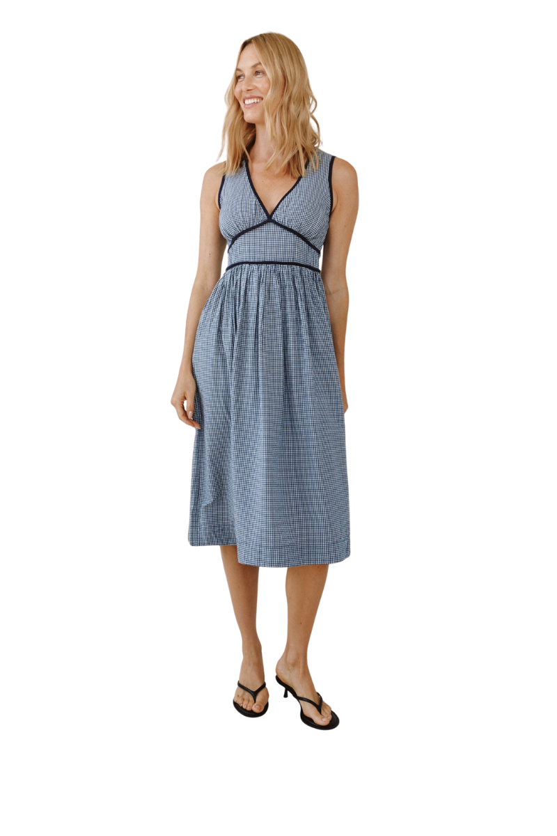 Fit and Flare V-Neck Midi Dress