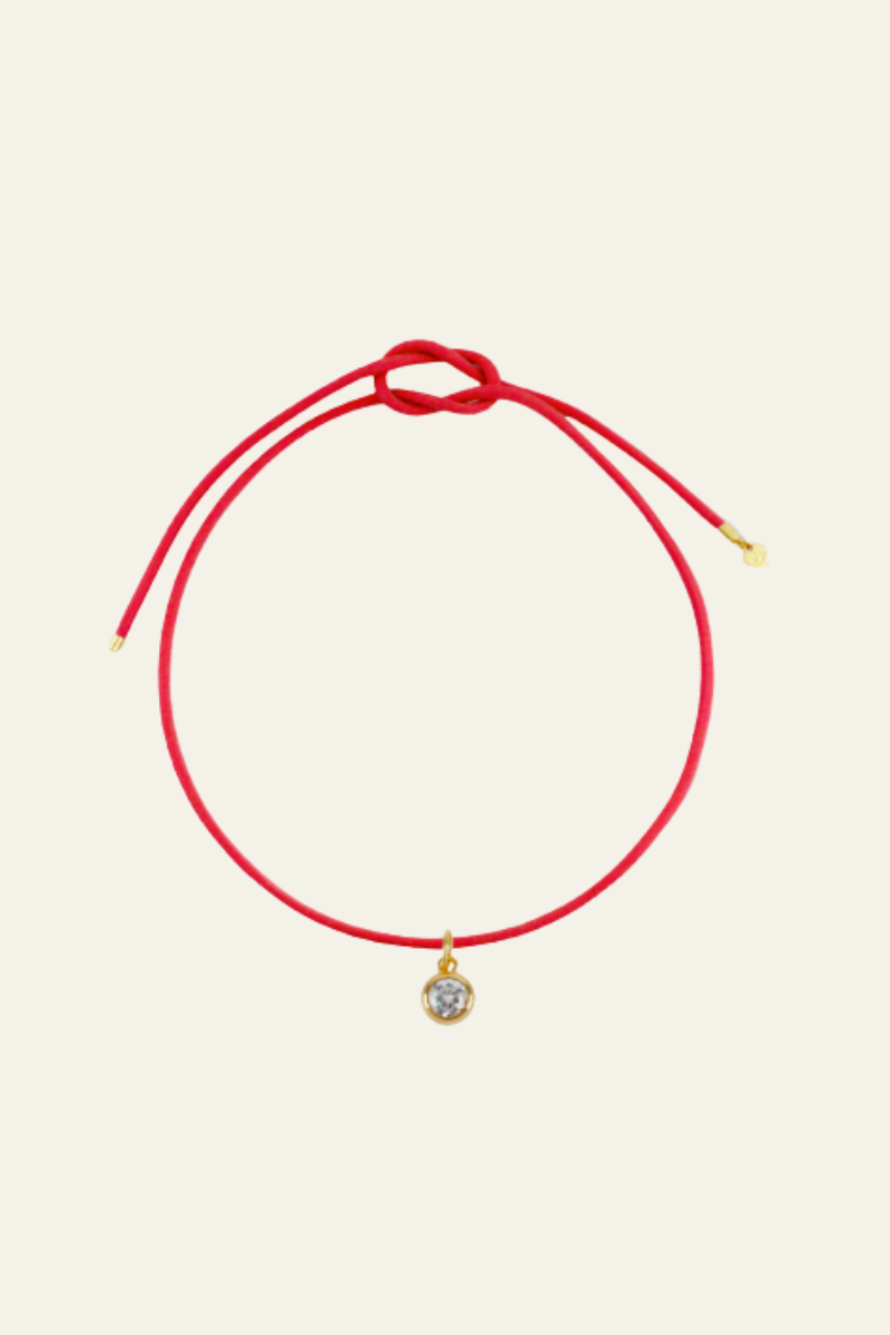 Coral Red Cord with Bezel Charm