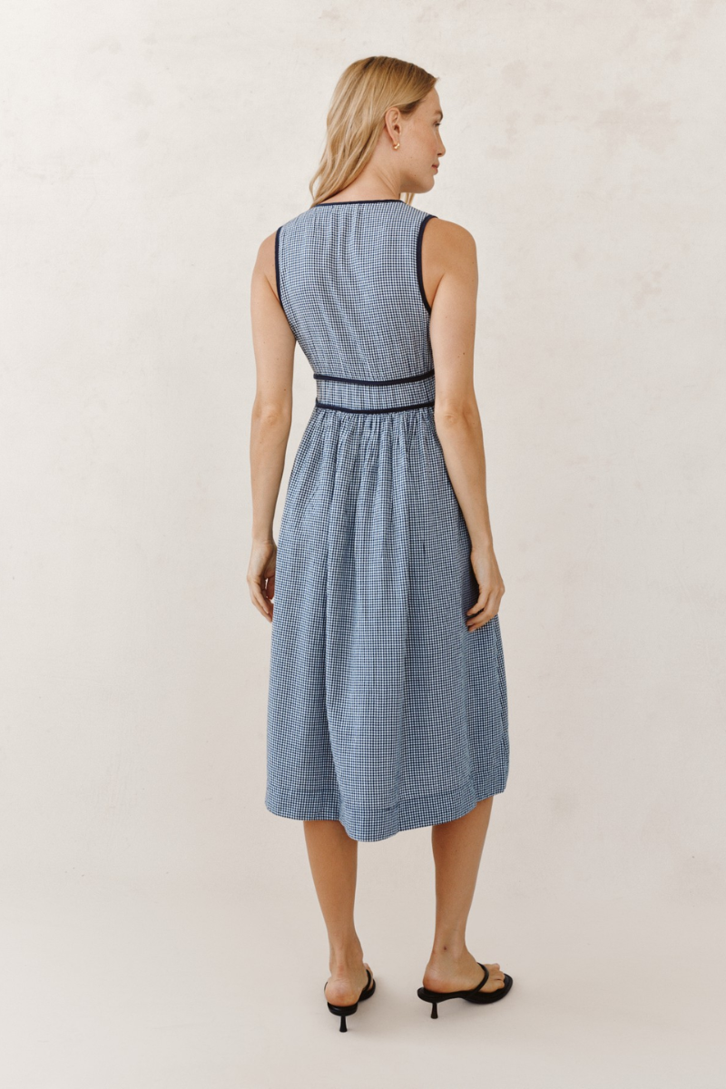 Fit and Flare V-Neck Midi Dress