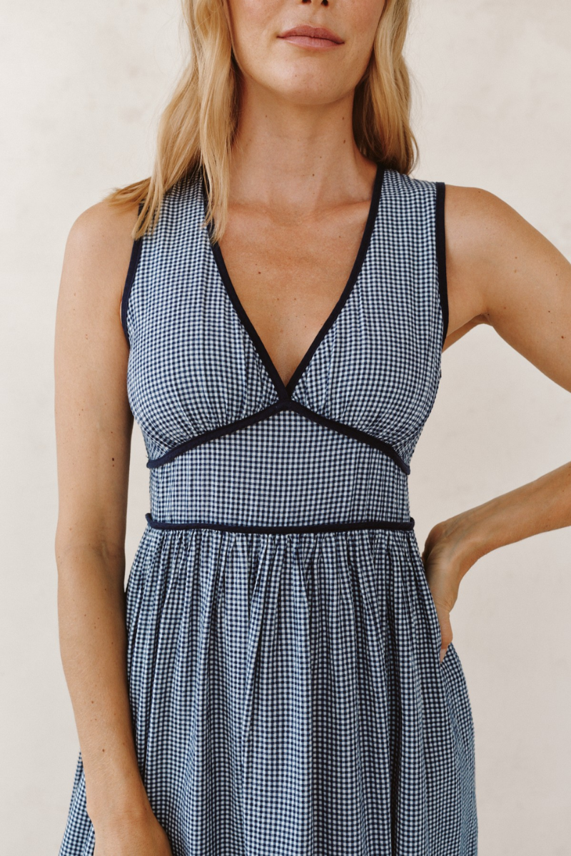 Fit and Flare V-Neck Midi Dress