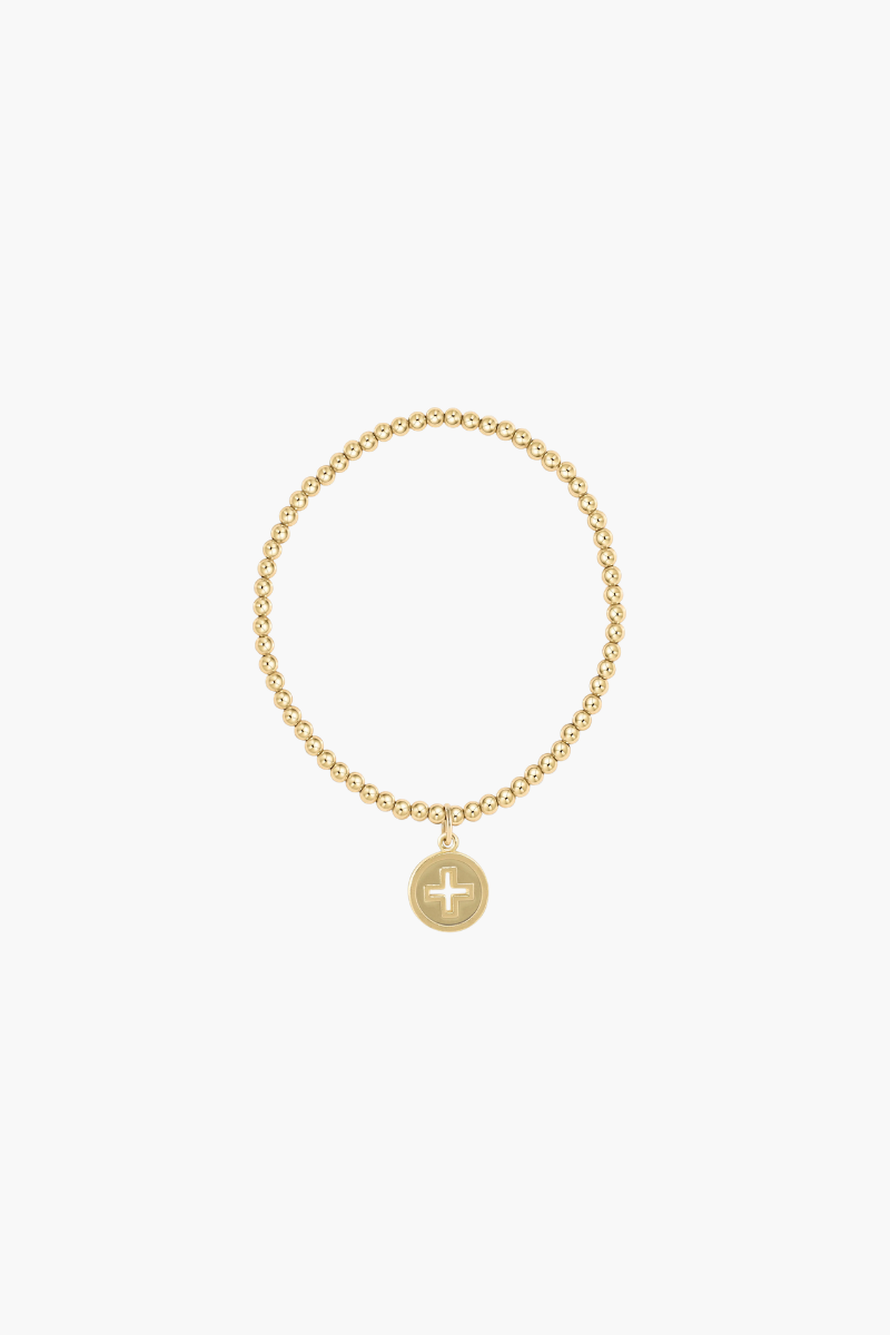 Classic Gold 3mm Bracelet Signature Cross Gold Disc