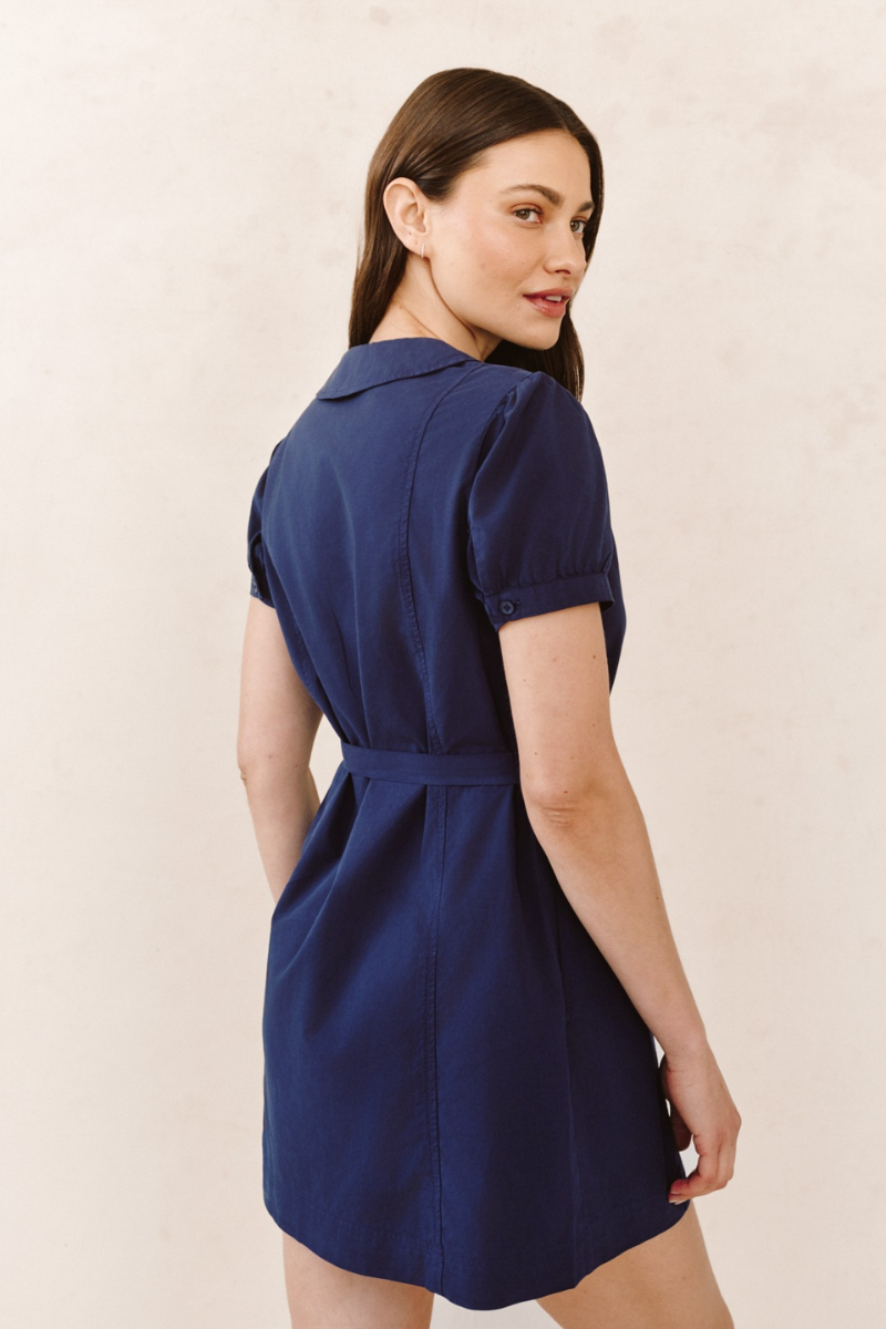 Short Sleeve Seamed Puritan Collar Dress