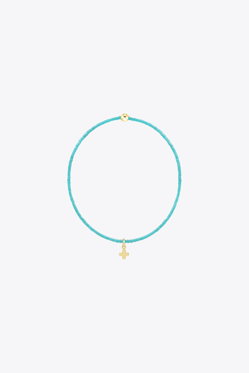 Hope Classic Turquoise Bracelet - Signature Cross Small Gold Charm