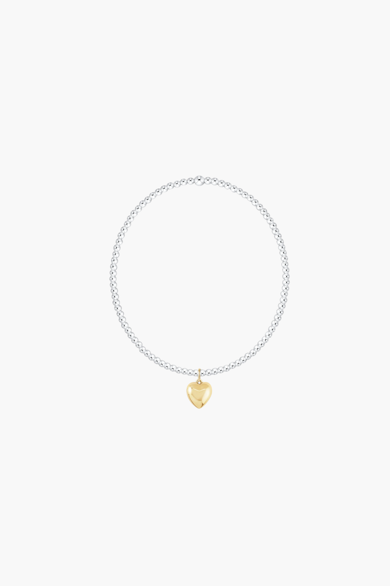 Classic Mixed Metal 2mm Bracelet - Love Plush Small Gold Charm