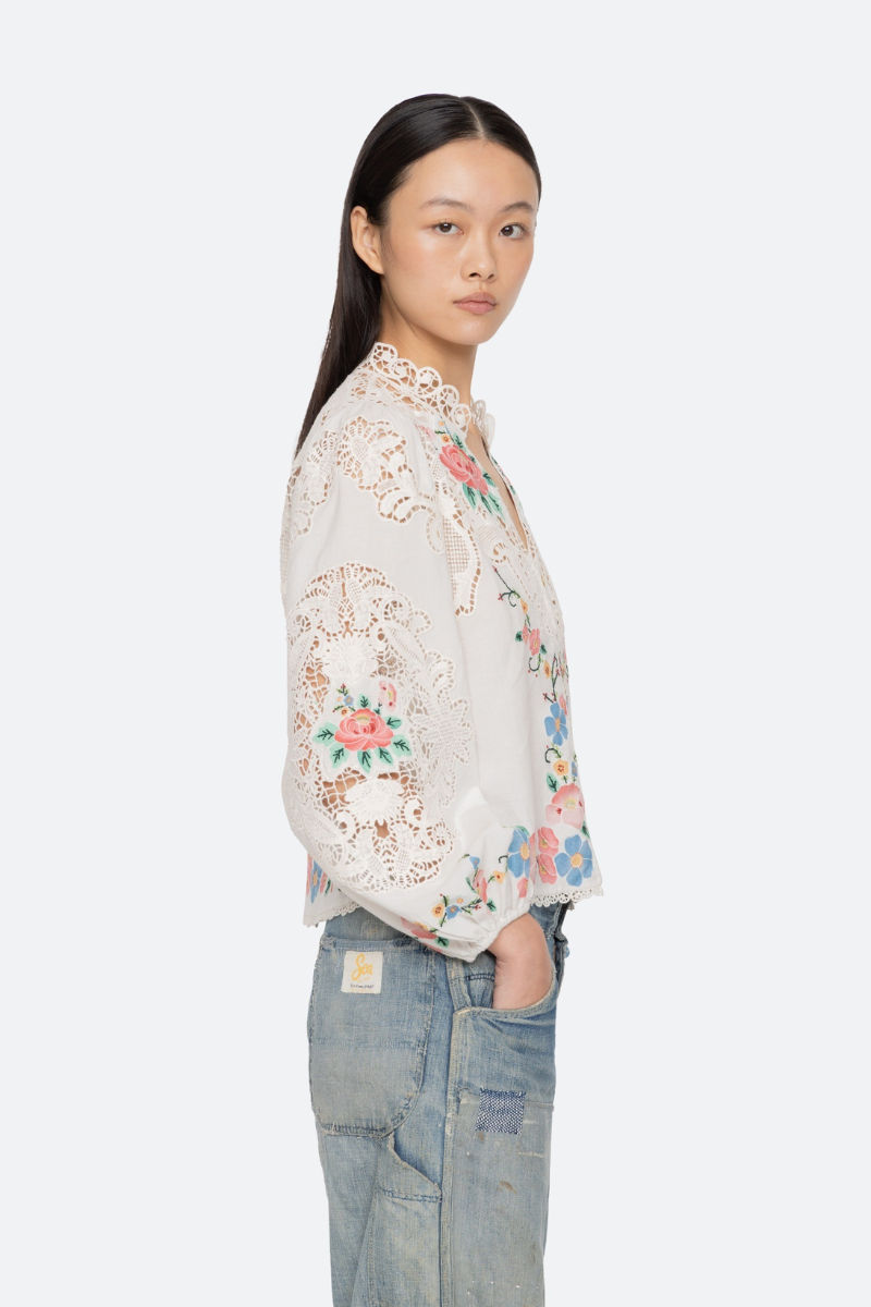 Astrid Embroidery Long Sleeve Blouse